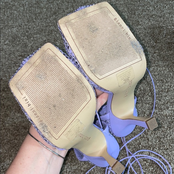 Gianni Bini Reagan Mesh/Leather Ankle Wrap Lavender Strappy Heel Woman Size 6.5M - Picture 9 of 10